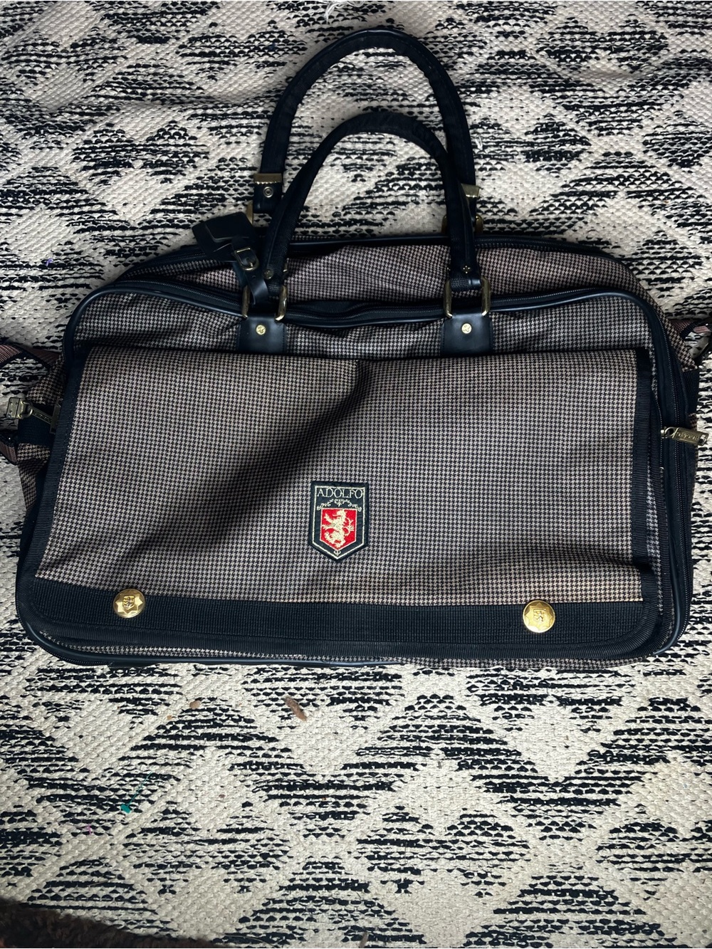 Adolfo VTG houndstooth travel bag